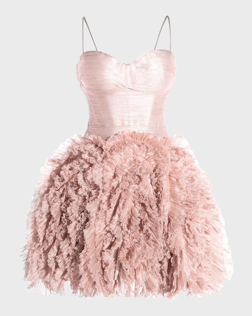 Kate Ruffle Silk Fit-&-Flare Mini Dress